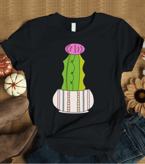 T-Shirt: Cute Hybrid Cactus Cableknit Patterned Pink and Green T-Shirt Cute Hybrid Cactus Cableknit Patterned Pink and Green T-Shirt