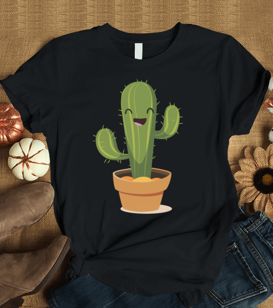 Smiling Cactus in a Flower Pot Garden Delight T-Shirt