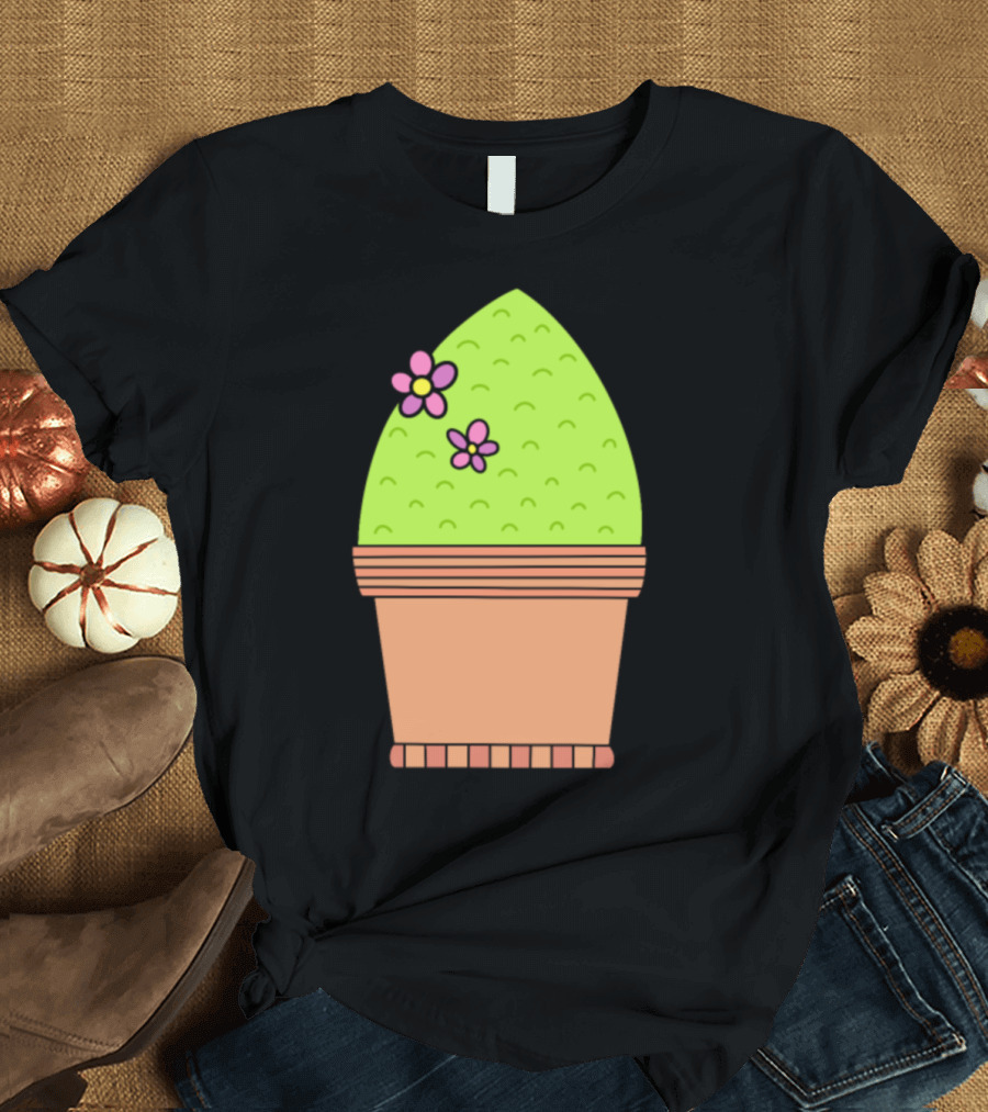 Fancy Suburban Cactus Potted with Flowers T-Shirt