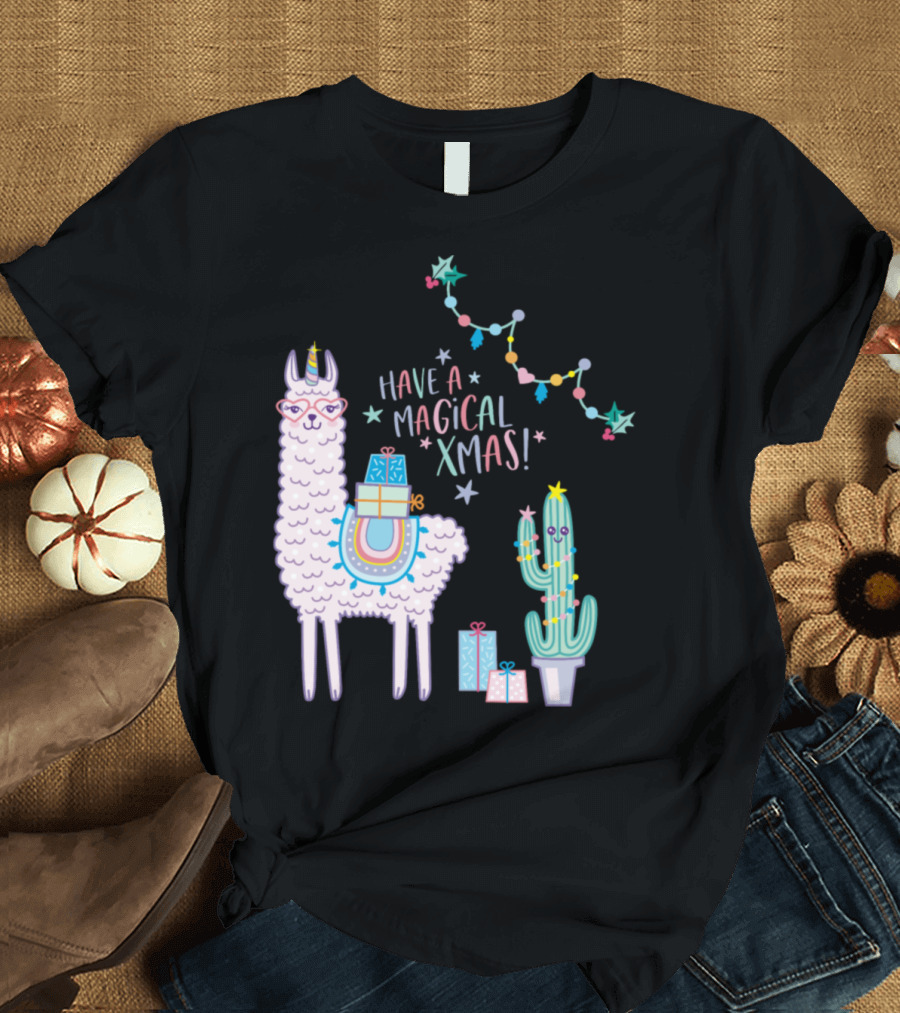 Have a Magical Xmas Llamacorn Llama Unicorn Holiday T-Shirt