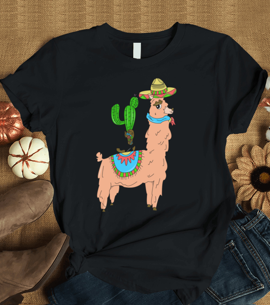 Mexican Llama Sombrero Cactus Boot Funny Lover T-Shirt