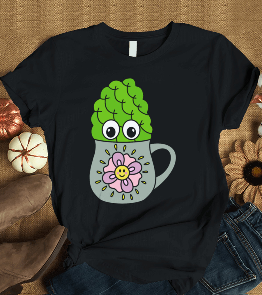 Mini Cactus In Flower Smile Mug T-Shirt