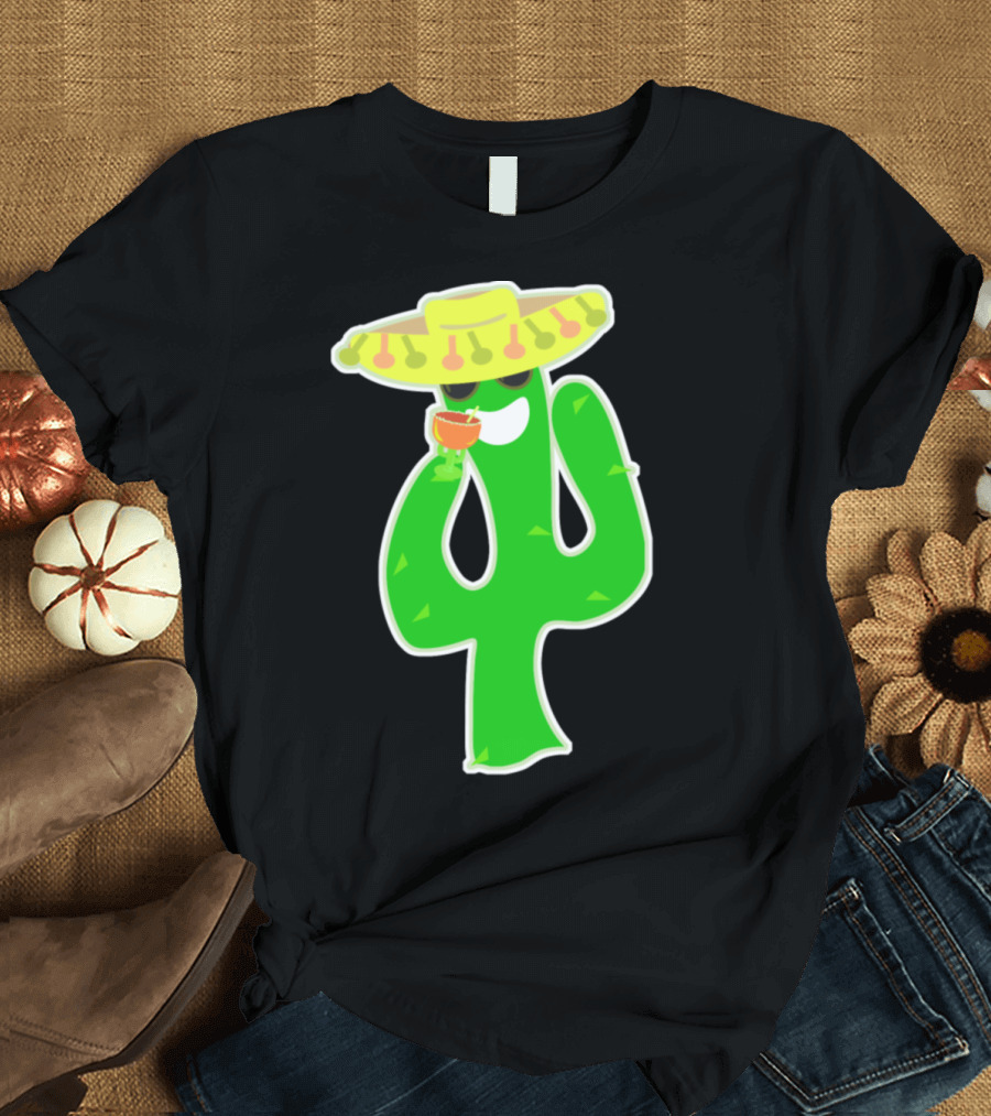 Party Cactus with Sombrero and Drink T-Shirt