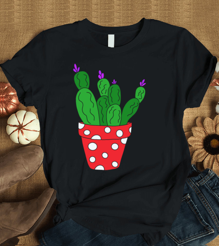 Polka Dot Red Cactus Pot T-Shirt