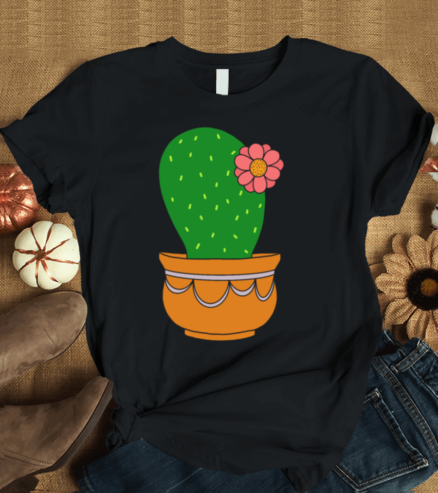 Pretty Cactus with Flower in Decorative Pot T-Shirt