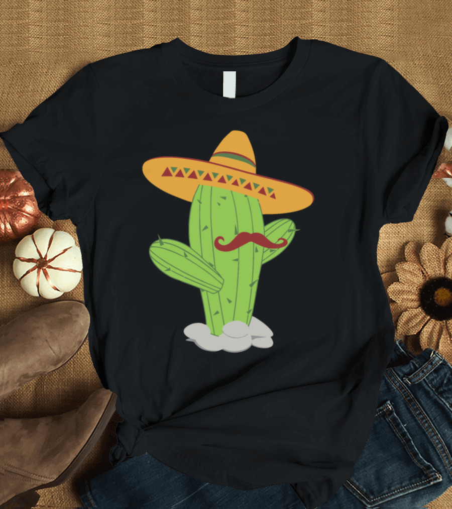 Sombrero Mustache Cactus Day Of The Dead Iconic T-Shirt