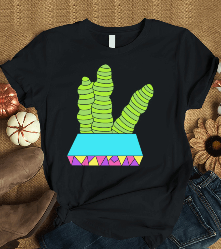 Spaceworm Cactuses Geometric Planter T-Shirt