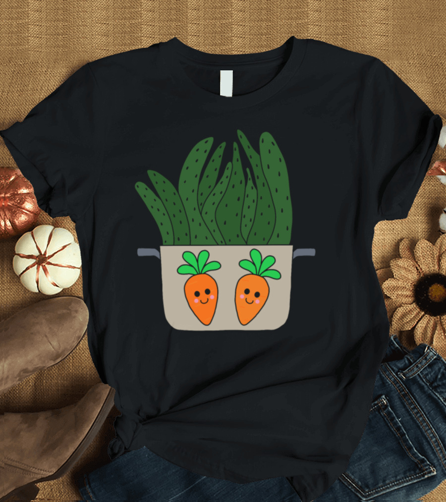Happy Carrots and Succulents in Cooking Pot T-Shirt