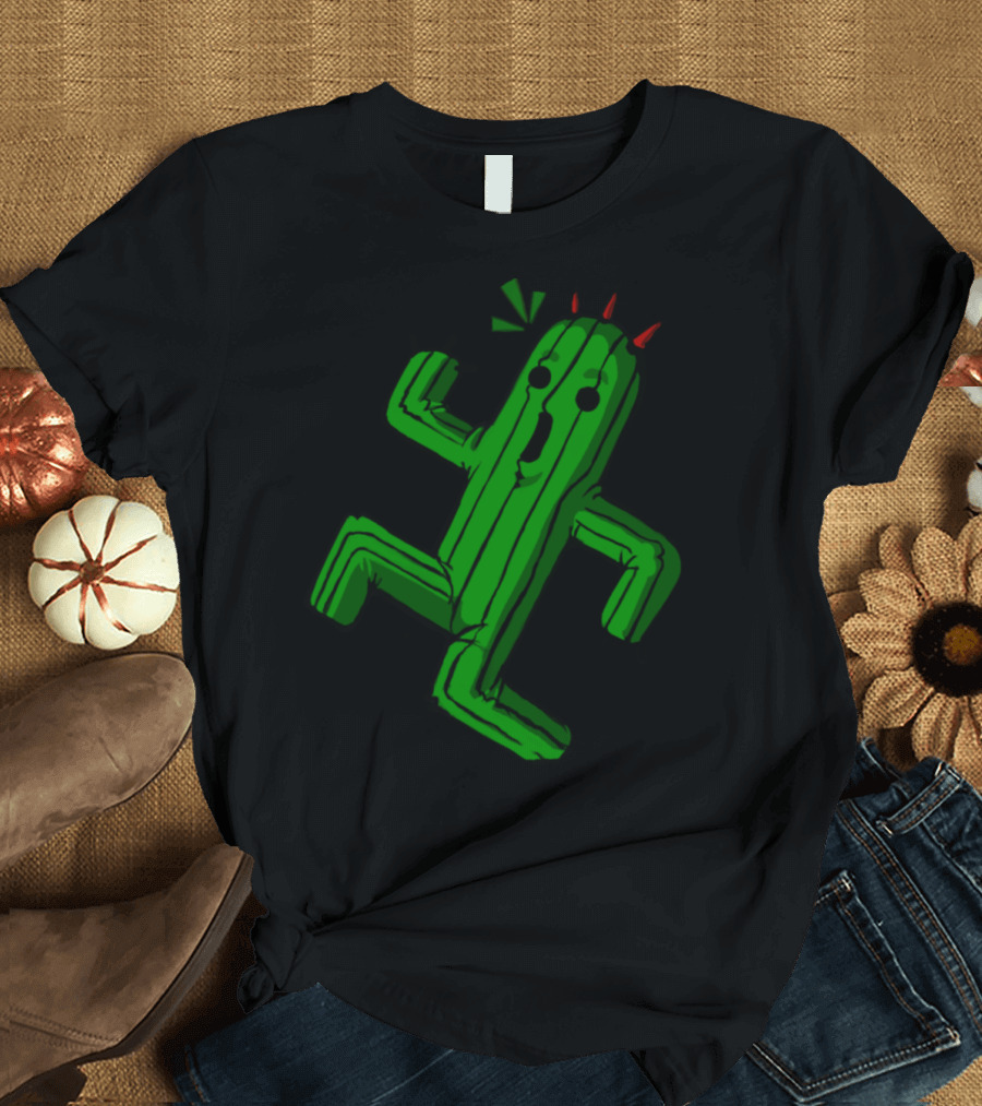 Surprise Its A Cactuar Iconic Green Character with Red Spikes and Expression T-Shirt