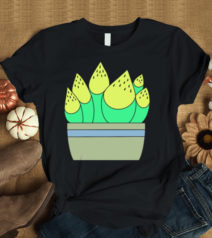 Yellow Top Succulents Light Green Planter T-Shirt