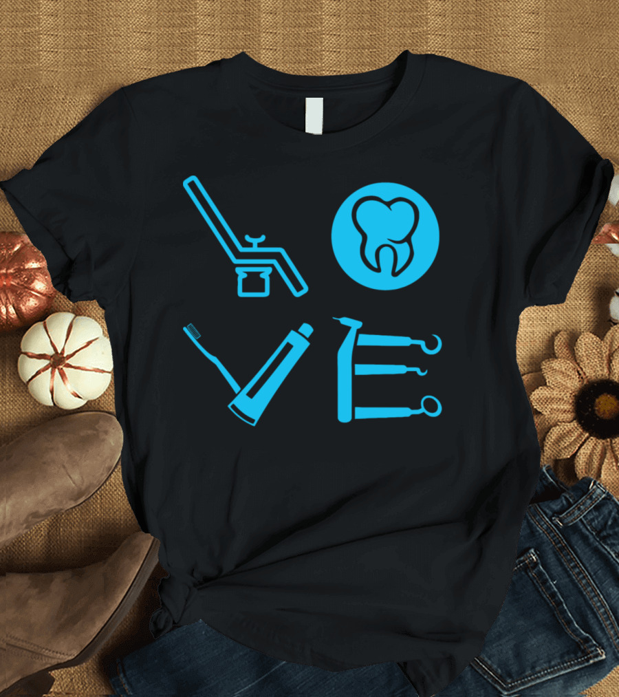 Dentist Dental Assistant Dentistry Love Toothbrush Dental Tools Iconic Symbols T-Shirt