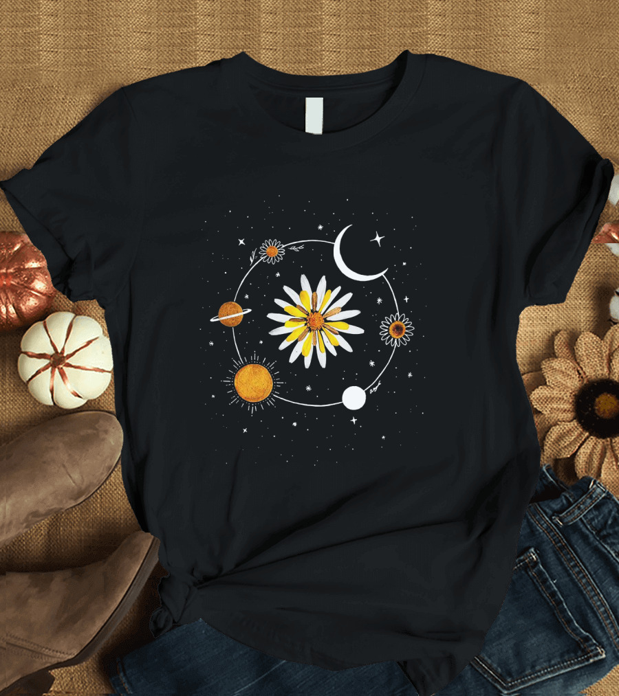 The Infinite Cosmic Daisy Solar System Moon Stars T-Shirt