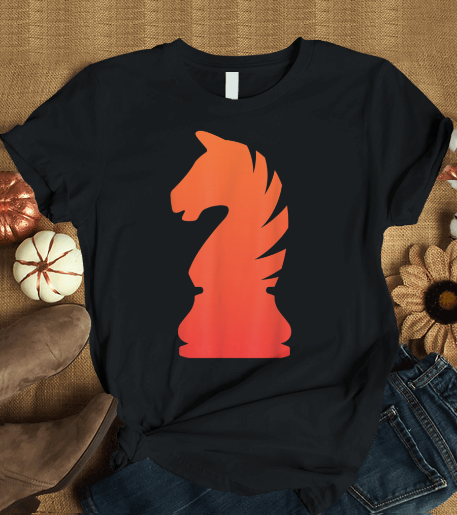 Knight Chess Piece Gradient Orange T-Shirt