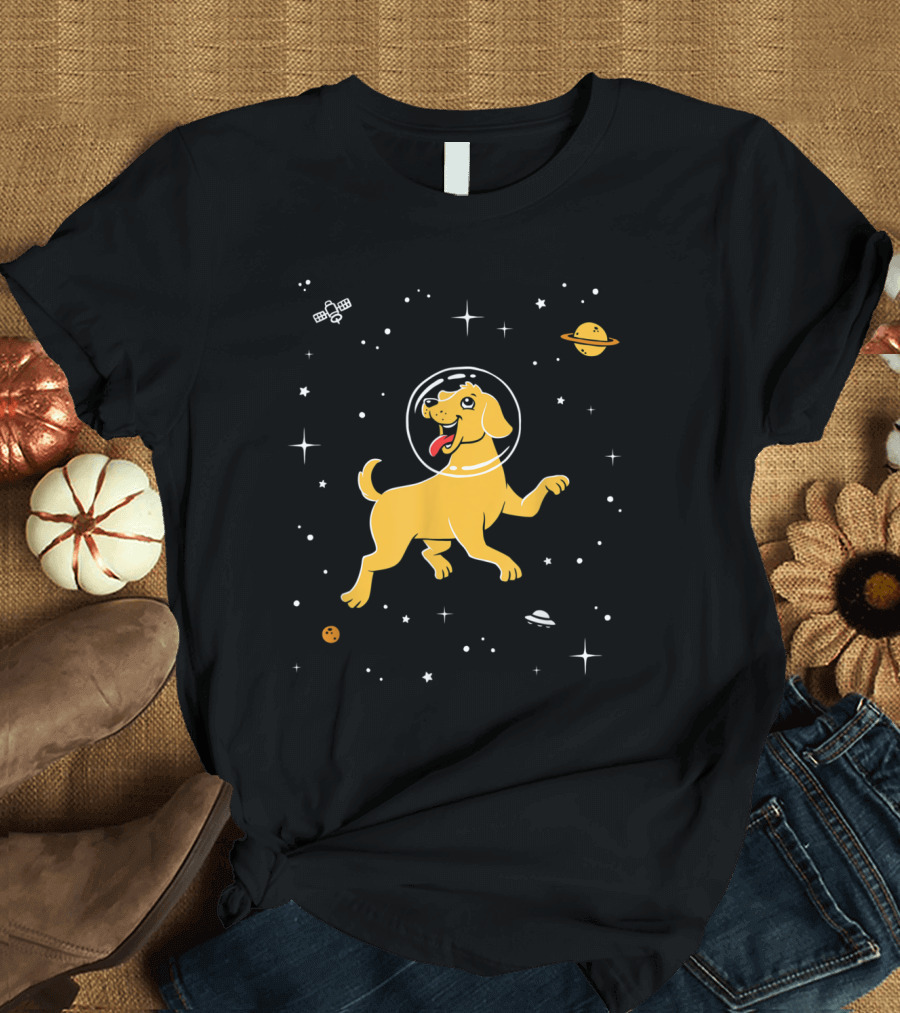 Labrador Exploring Outer Space with Stars and Planets T-Shirt