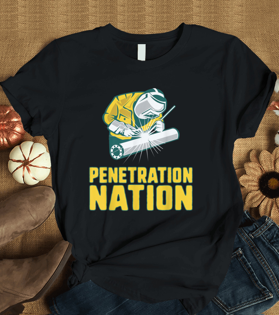 Welder Penetration Nation Welding Torch Icon Welding Mask Bright Sparks T-Shirt