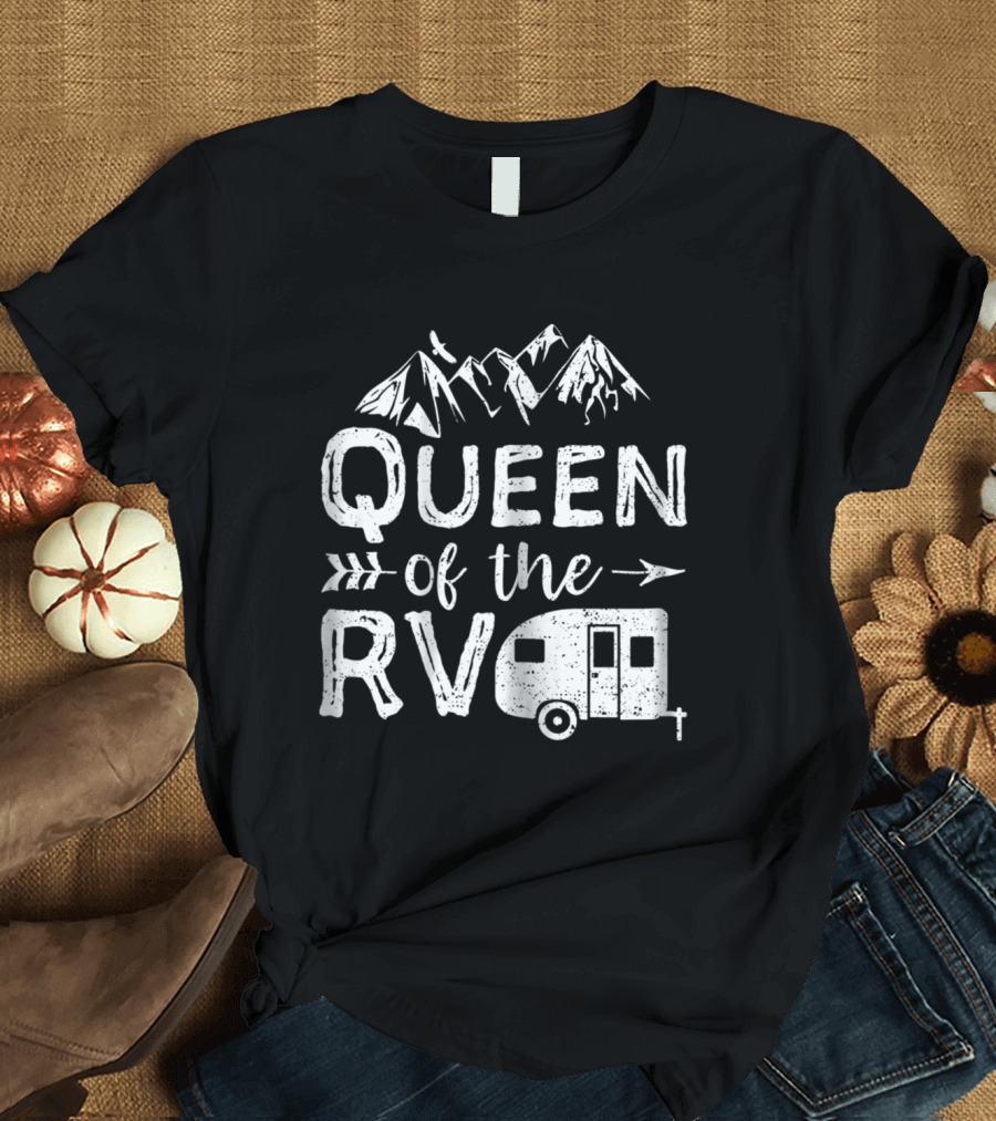 Queen of the RV Adventure with Camping and Hiking Enthusiasm T-Shirt
