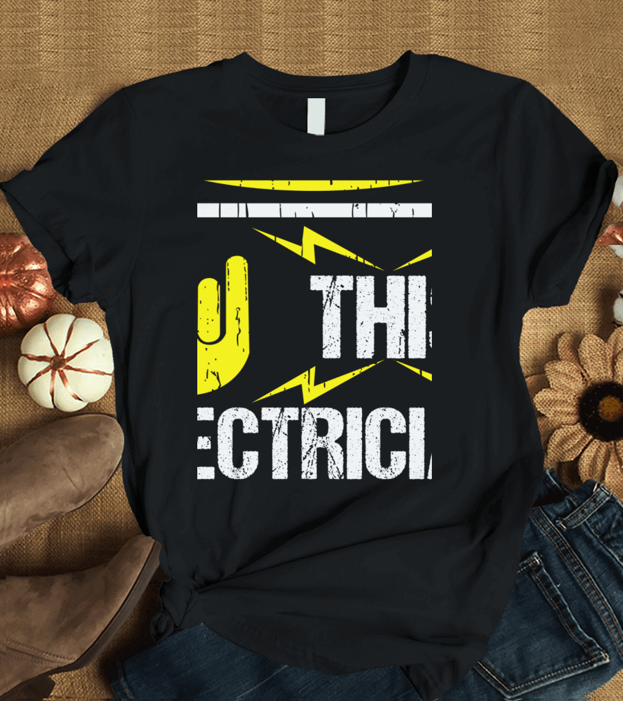 Warning May Shock You Funny Electrician Hand Gesture Lightning Bolt T-Shirt