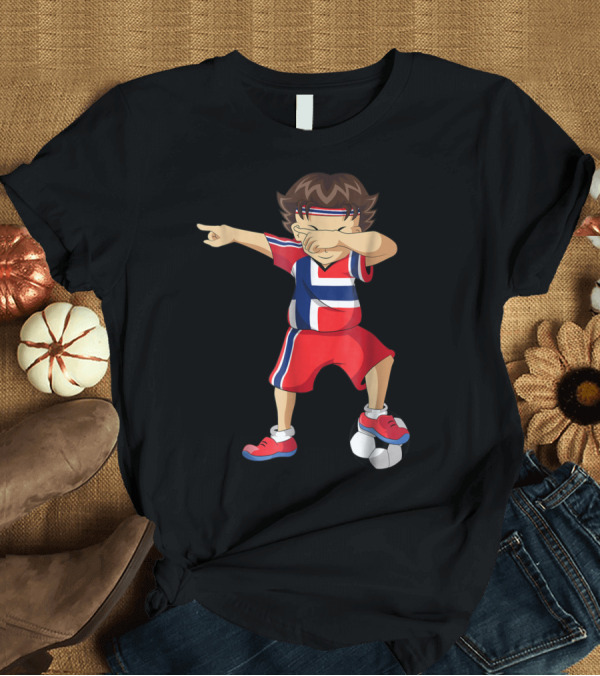 T-Shirt: Norway Flag Soccer Player Dabbing with Football T-Shirt Norway Flag Soccer Player Dabbing with Football T-Shirt