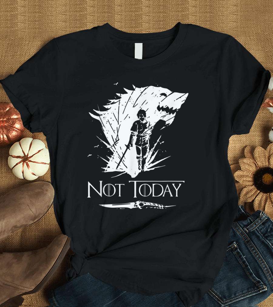 Not Today Sword Wolf Iconic Fantasy Character T-Shirt