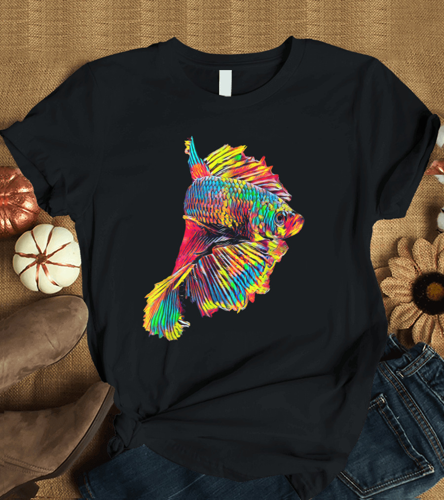 Colorful Siamese Fighting Fish Neon Betta T-Shirt
