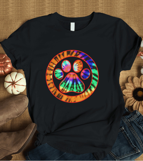 T-Shirt: Tie Dye Paw Print Circle Cat Dog Pet T-Shirt Tie Dye Paw Print Circle Cat Dog Pet T-Shirt