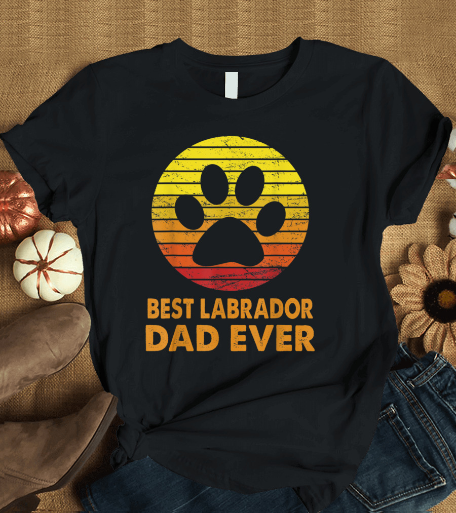 Best Labrador Dad Ever Vintage Paw Prints T-Shirt