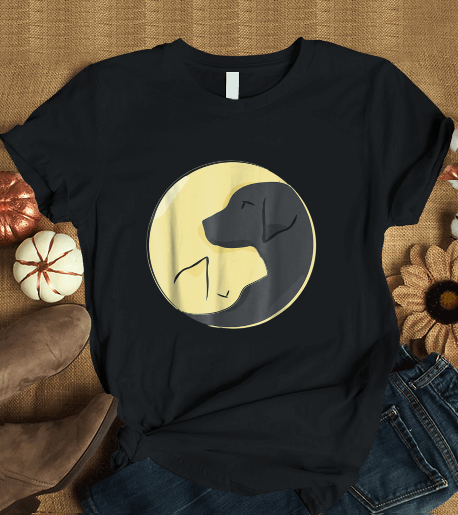Labrador Yin Yang Cute Yellow Lab Symbol Contrast T-Shirt