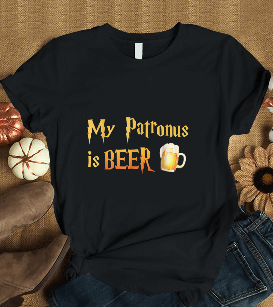 My Patronus Is Beer with Magical Lightning Font and Beer Mug Graphic Oktoberfest T-Shirt