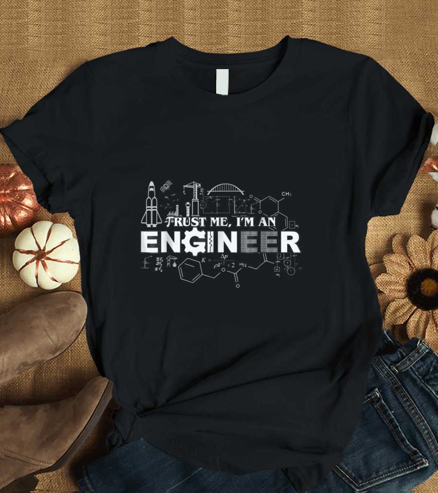 Trust Me I'm an Engineer Rocket and Chemistry Symbols T-Shirt