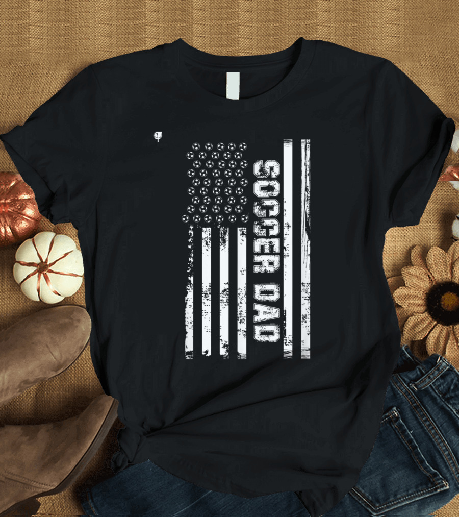 Soccer Dad Vintage American Flag with Soccer Balls USA T-Shirt