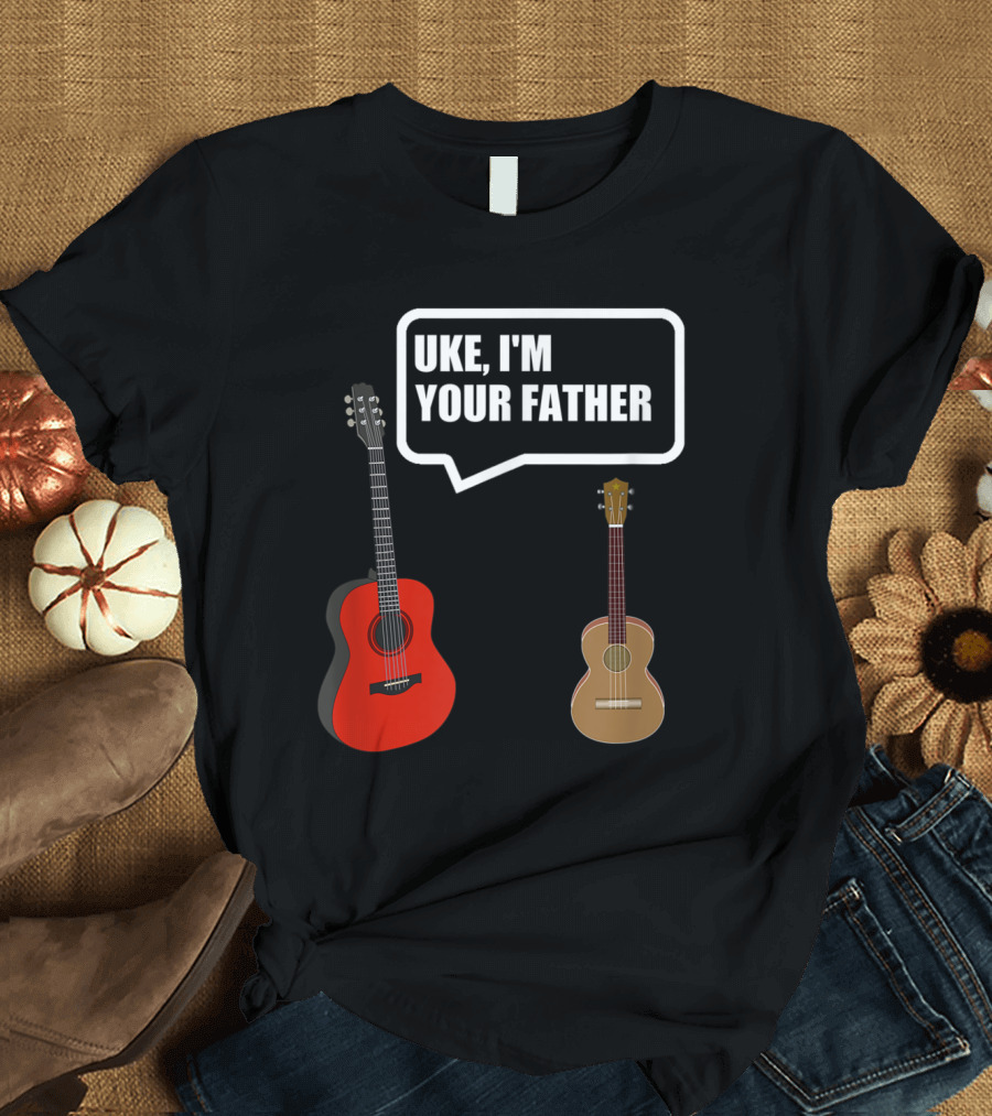 Uke I'm Your Father Funny Guitar Speech Bubble Red Acoustic and Brown Ukulele T-Shirt
