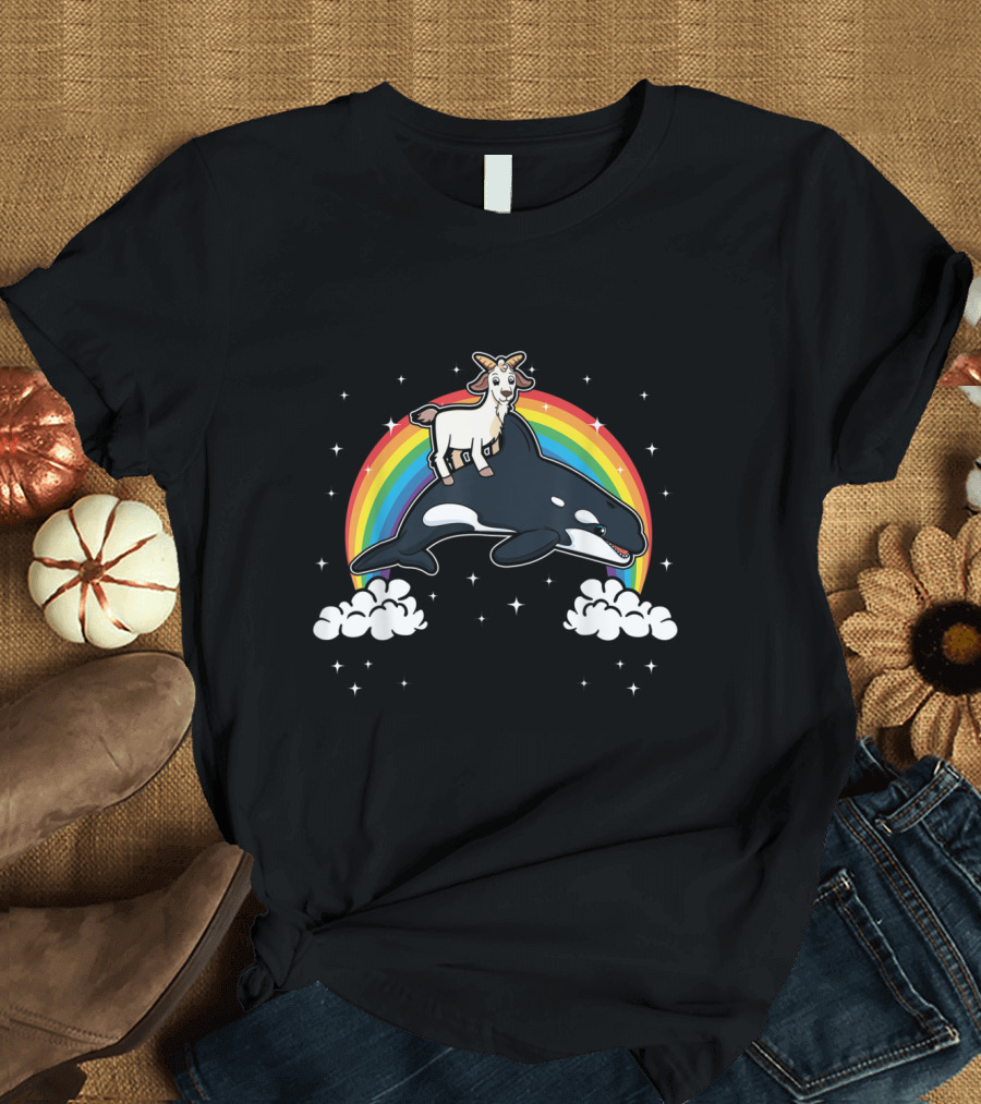 Killer Whale Rainbow Goat Fun Marine Mammal Adventure T-Shirt