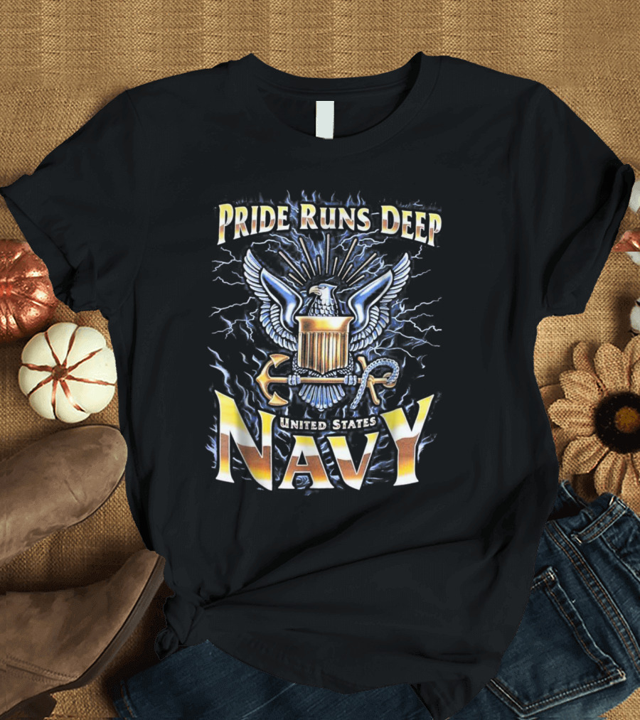 United States Navy Pride Runs Deep Eagle and Anchor T-Shirt