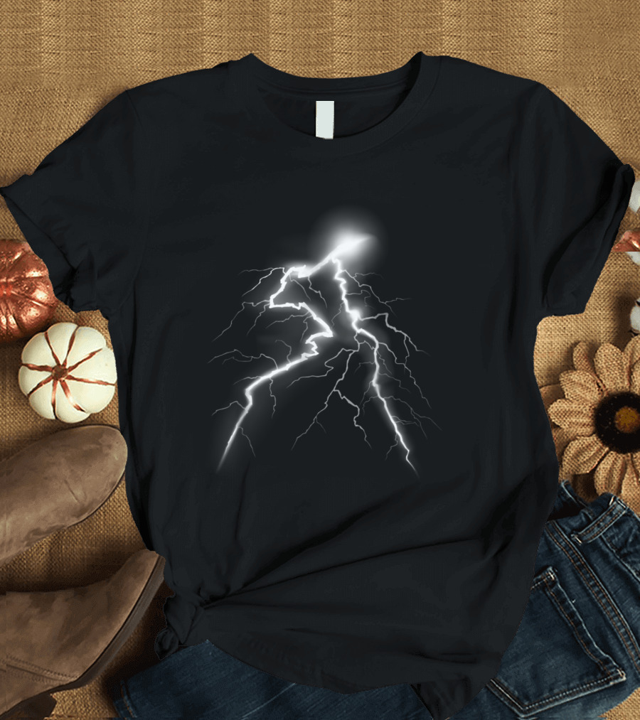 Lightning Bolt Silhouette with Bright Electric Strikes T-Shirt