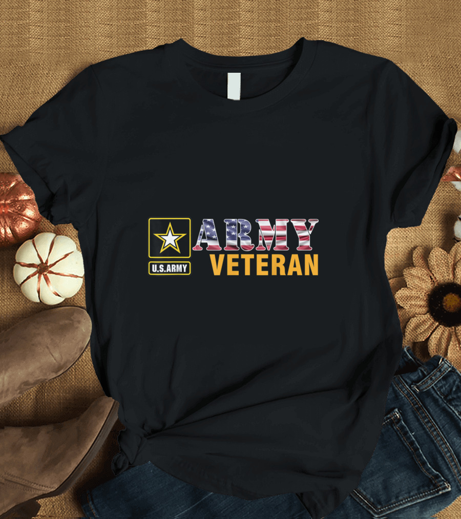 U.S. Army Veteran American Flag Star T-Shirt