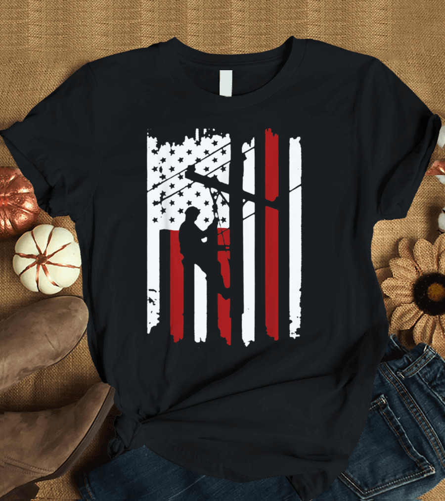 American Flag Lineman and Electrician T-Shirt
