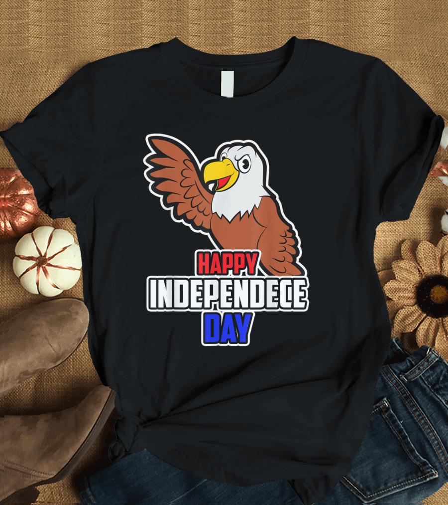 Happy Independence Day with Cartoon Eagle Celebration 4th Jul T-Shirt