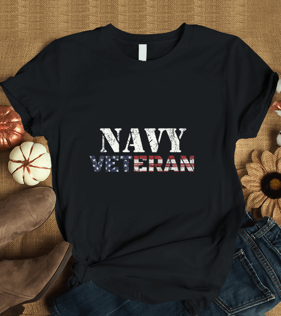 Navy Veteran American Flag Veterans Day T-Shirt