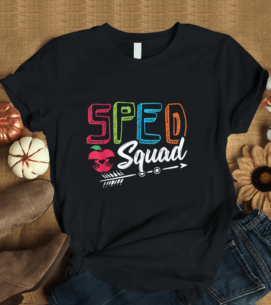 SPED Squad Apple Heart Hand Arrow Special Education T-Shirt