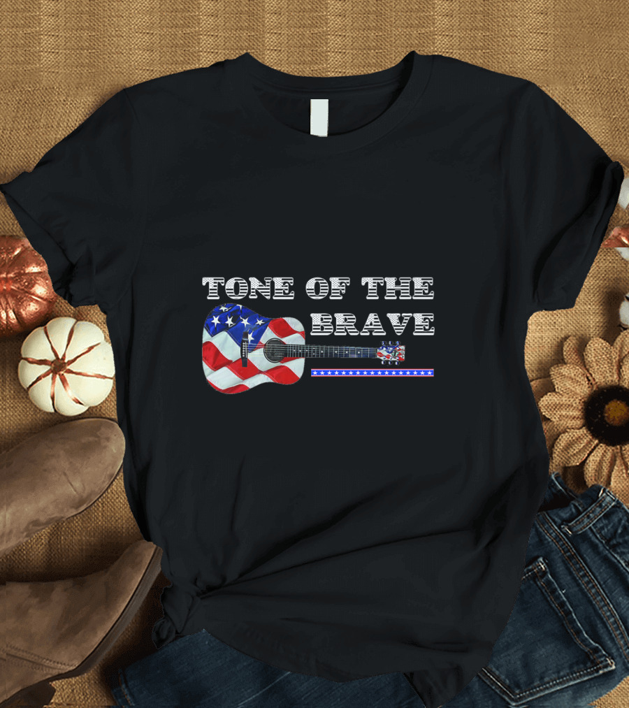 Tone of the Brave Patriotic Guitar with American Flag T-Shirt