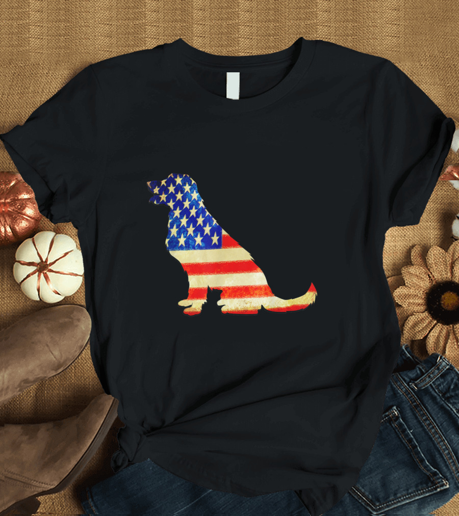 Patriotic Labrador Dog Silhouette with American Flag T-Shirt