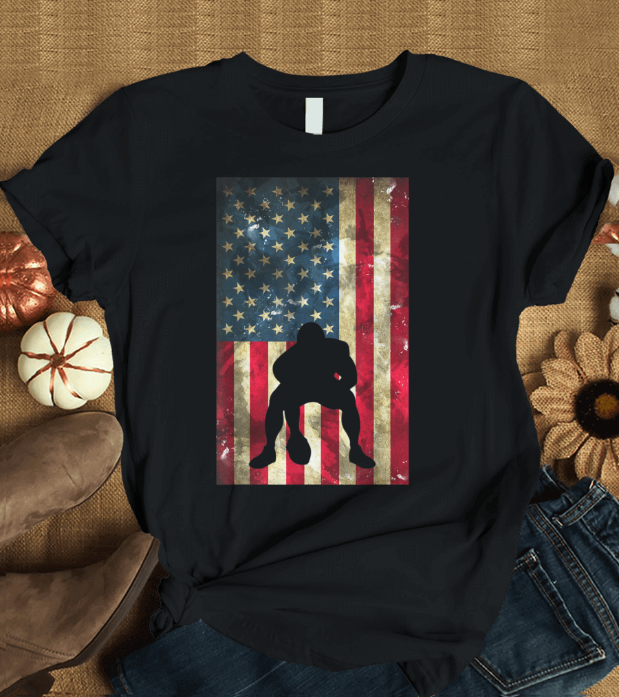 USA Flag Football Pittsburgh American Flag and Player T-Shirt