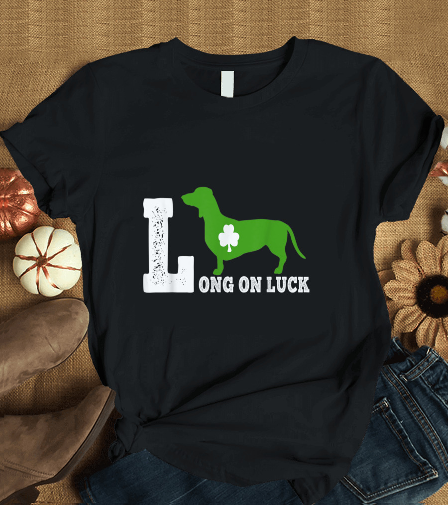 Long On Luck St Patricks Day Dachshund Clover T-Shirt