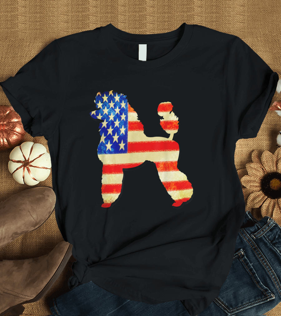 Stars and Stripes Patriotic Poodle T-Shirt