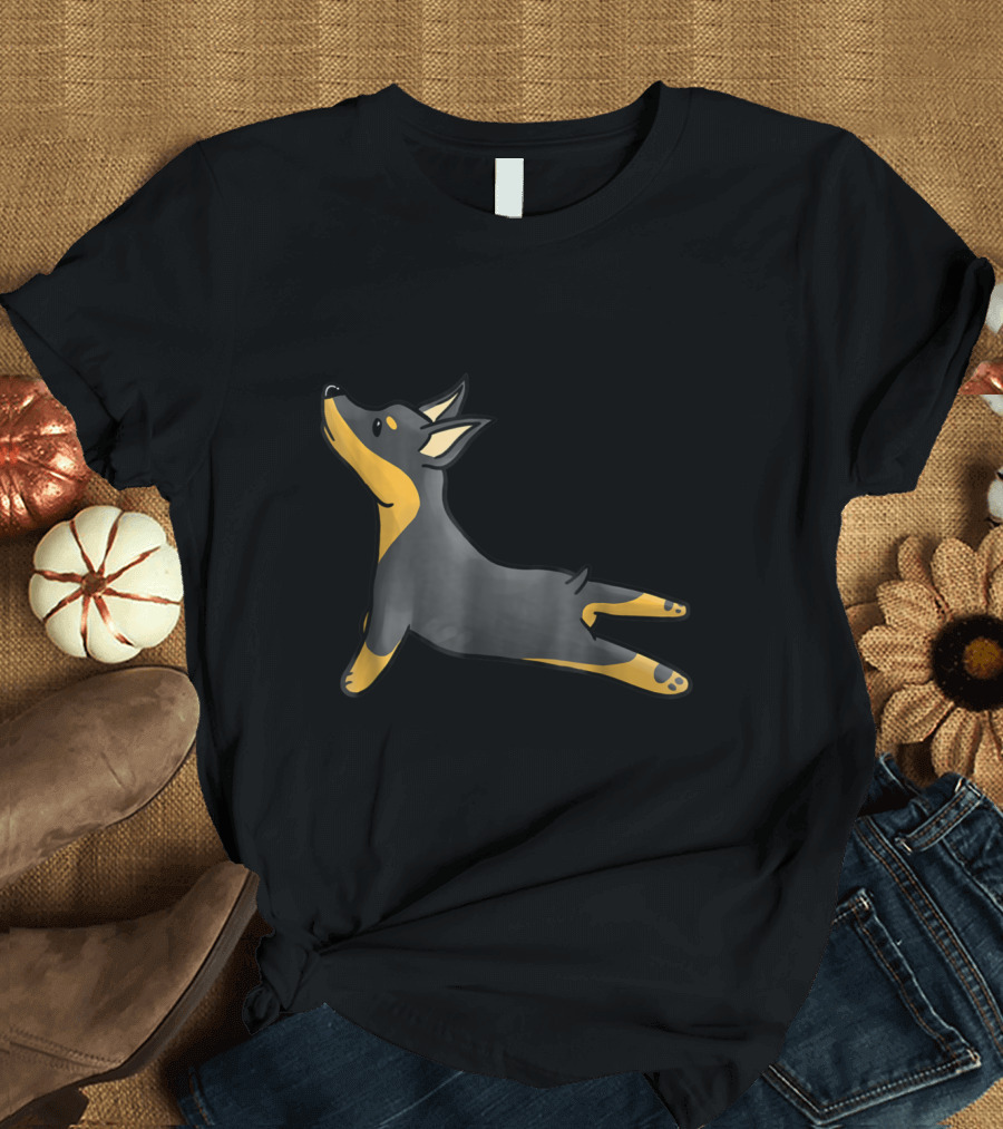 Miniature Pinscher Dog in Playful Yoga Stretch Pose T-Shirt