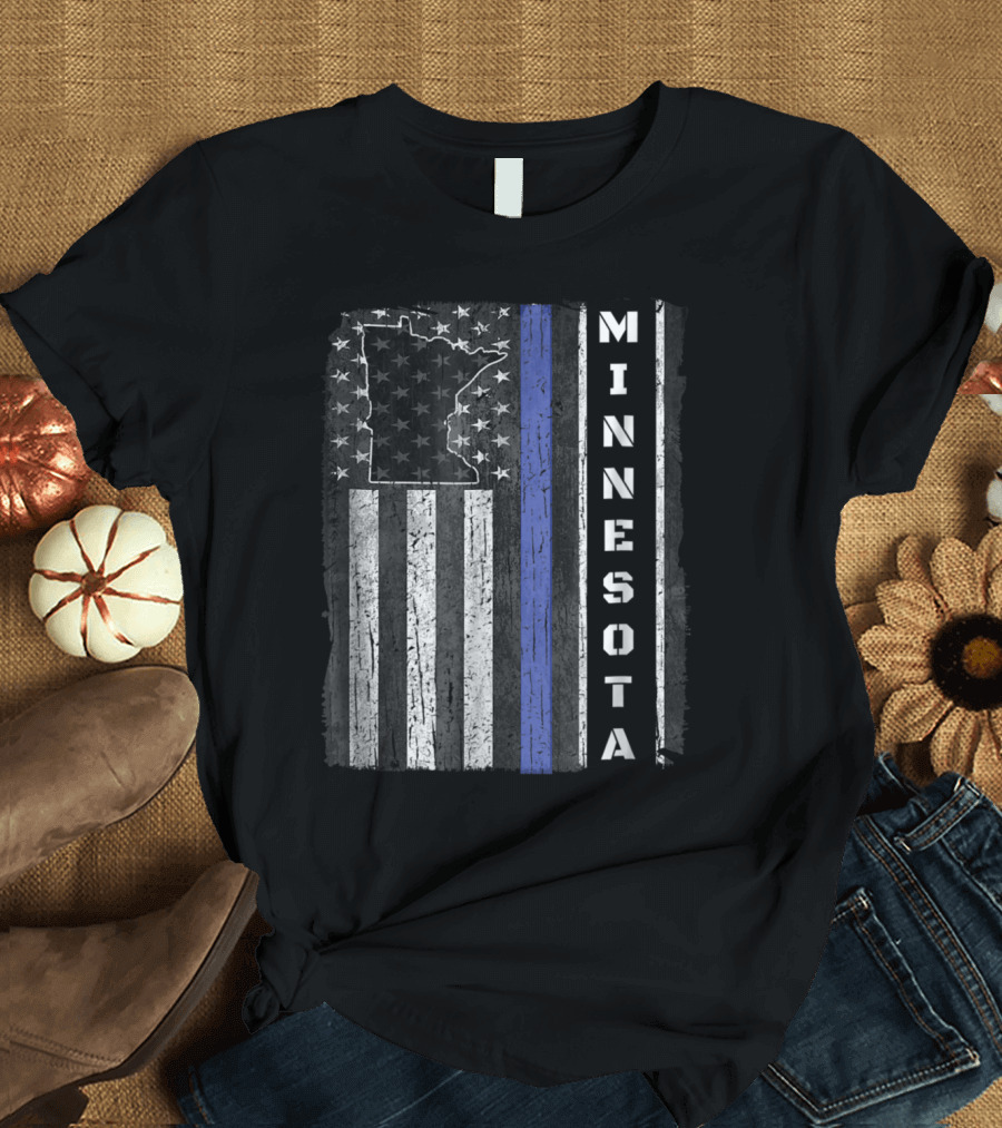 Minnesota State Thin Blue Line American Flag Police Week US T-Shirt