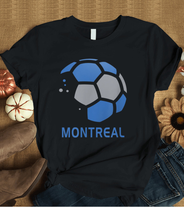 T-Shirt: Montreal Soccer Blue and Gray Ball T-Shirt Montreal Soccer Blue and Gray Ball T-Shirt