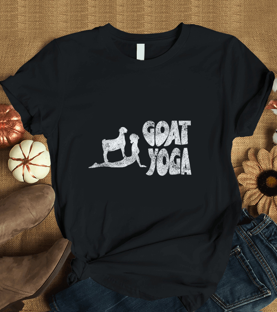 Retro Goat Yoga Illustration with Upward-Facing Pose T-Shirt