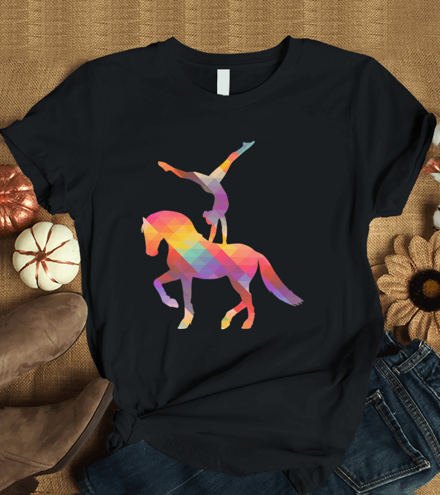 Geometric Colorful Equestrian Vaulting on Horse T-Shirt