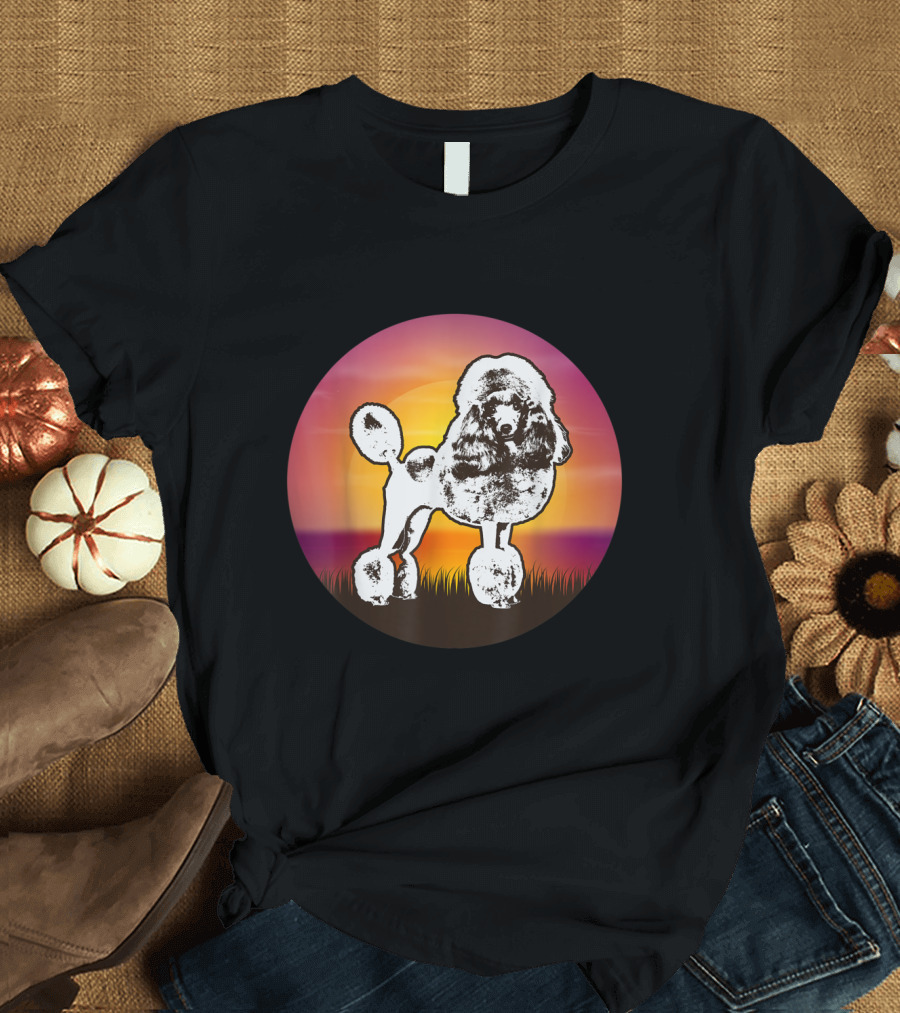 Retro Sunset Poodle T-Shirt
